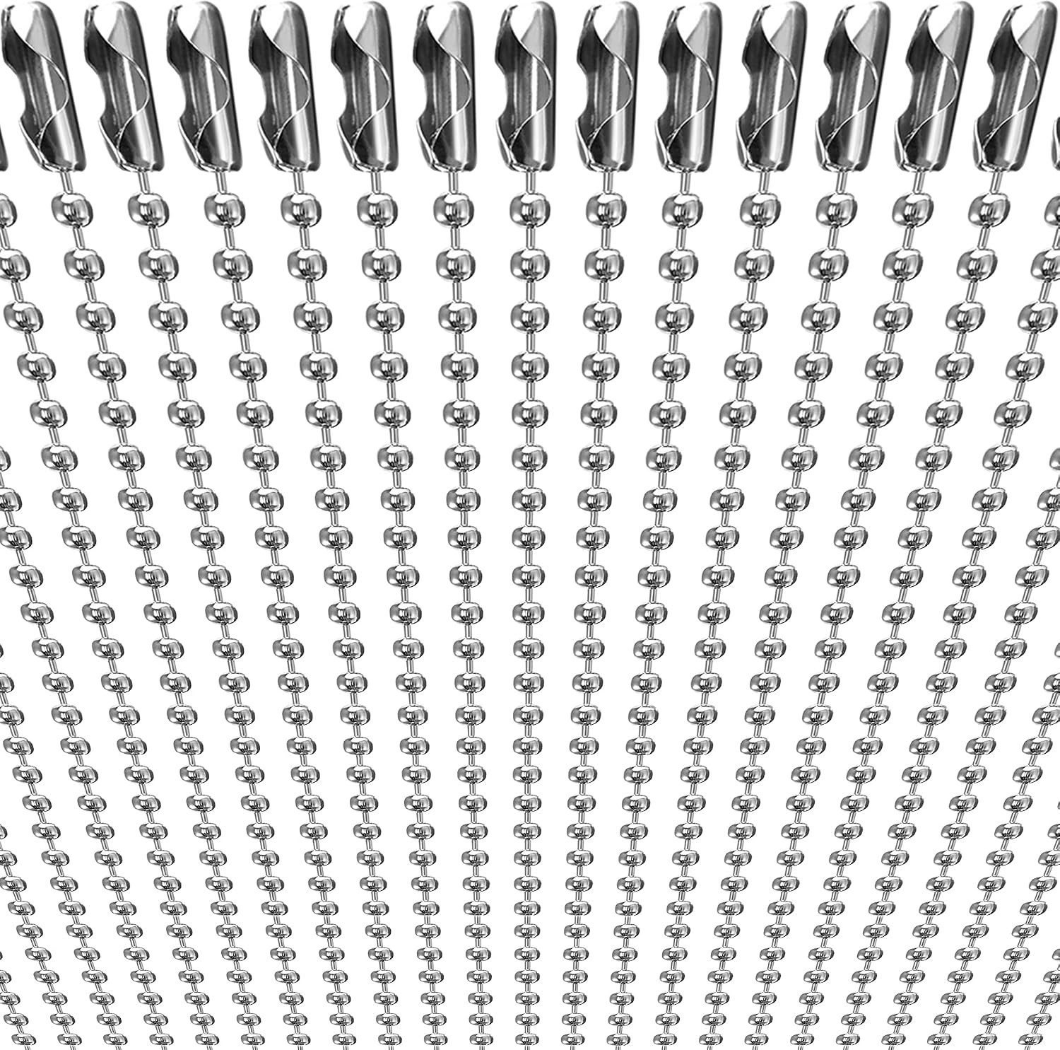 50-Pack 24-Inch Nickel-Plated Dog Tag Chain Necklaces for DIY Jewelry Making