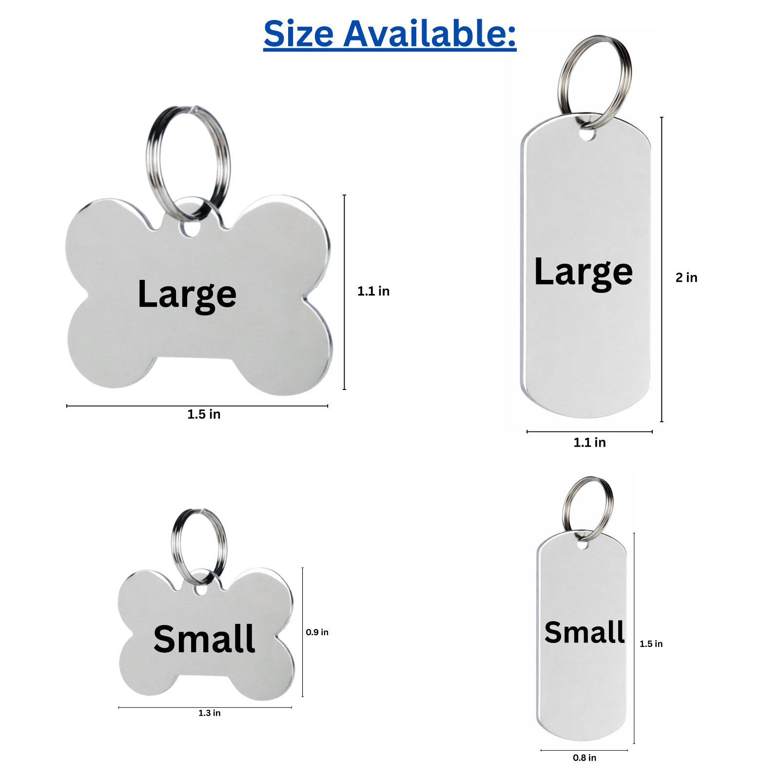 Custom Engraved Pet ID Tag Stainless Steel Dog Cat Name ID Durable Dog Tags