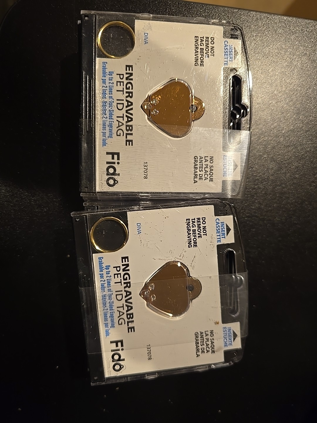 NEW FIDO ENGRAVABLE PET I.D. TAG Diva HEART, 10 PIECE