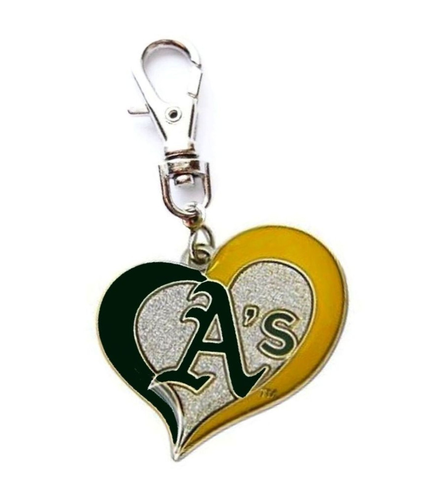 OAKLAND A’s BASEBALL CHARM ZIPPER PULL PURSE WALLET BACKPACK DOG CAT COLLAR TAG