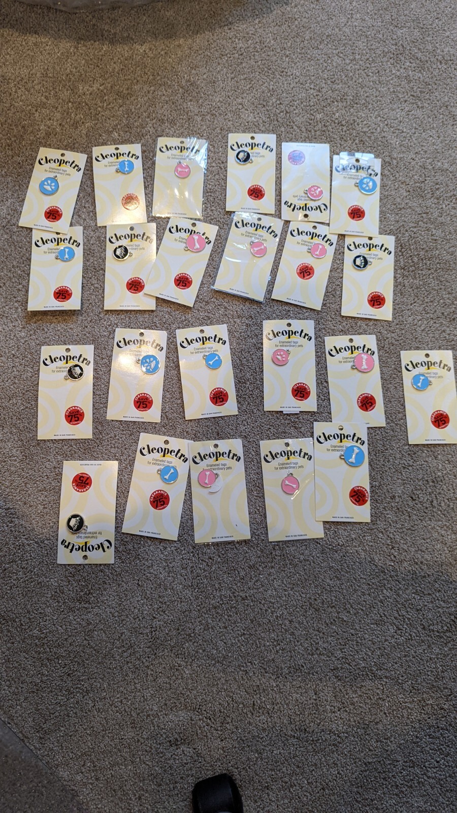 New (23) piece lot assorted Cleopetra Enameled Pet Dog Tags extraordinary pets