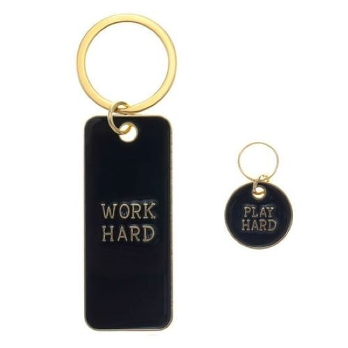 Heads or Tails 2PC Pet Collar Charm & Keychain Set – Work Hard/ Play Hard