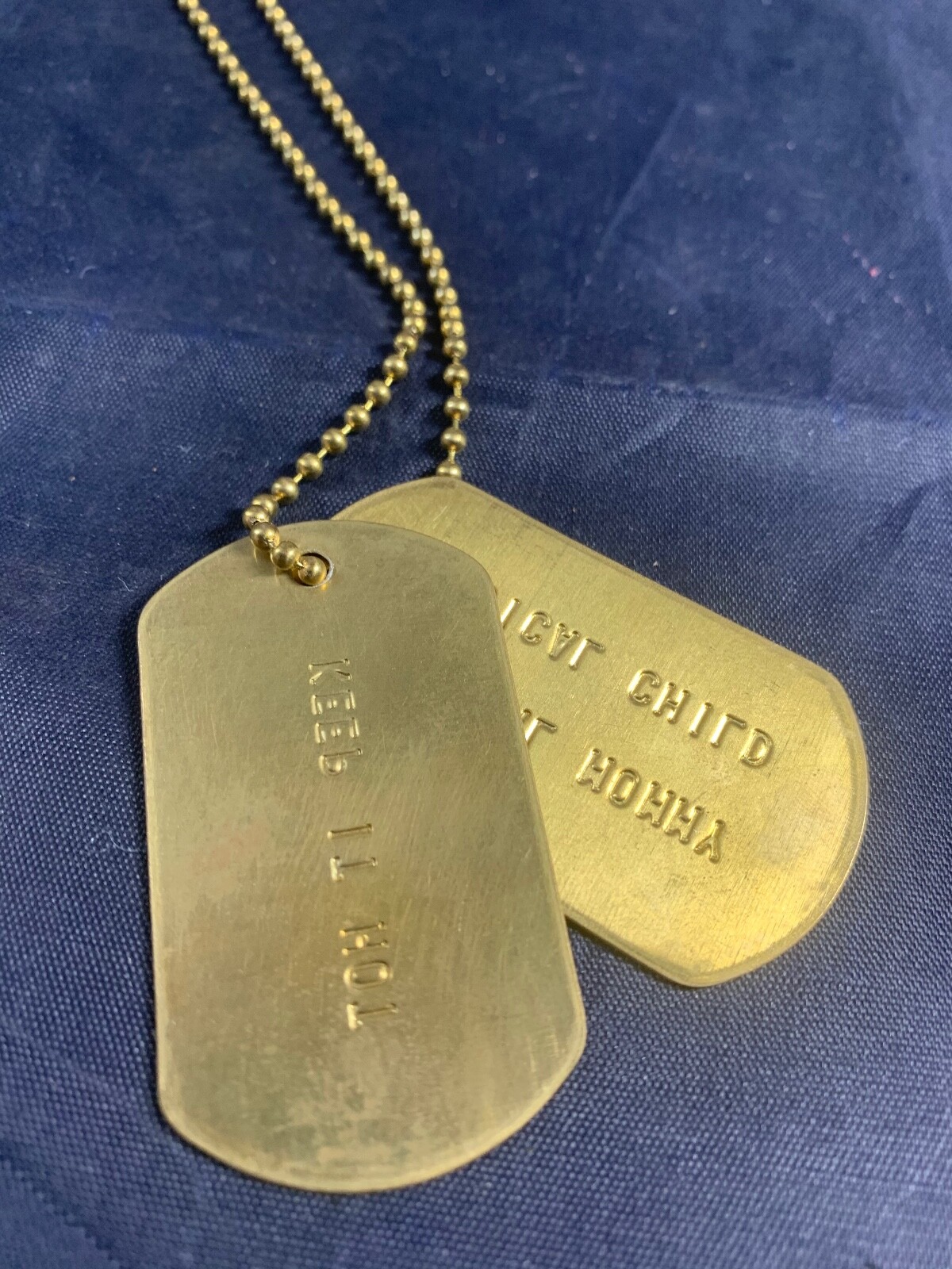 DOG TAG NECKLACES VINTAGE FUNNY GOLD COLOR FUNNY QUOTES ON EACH
