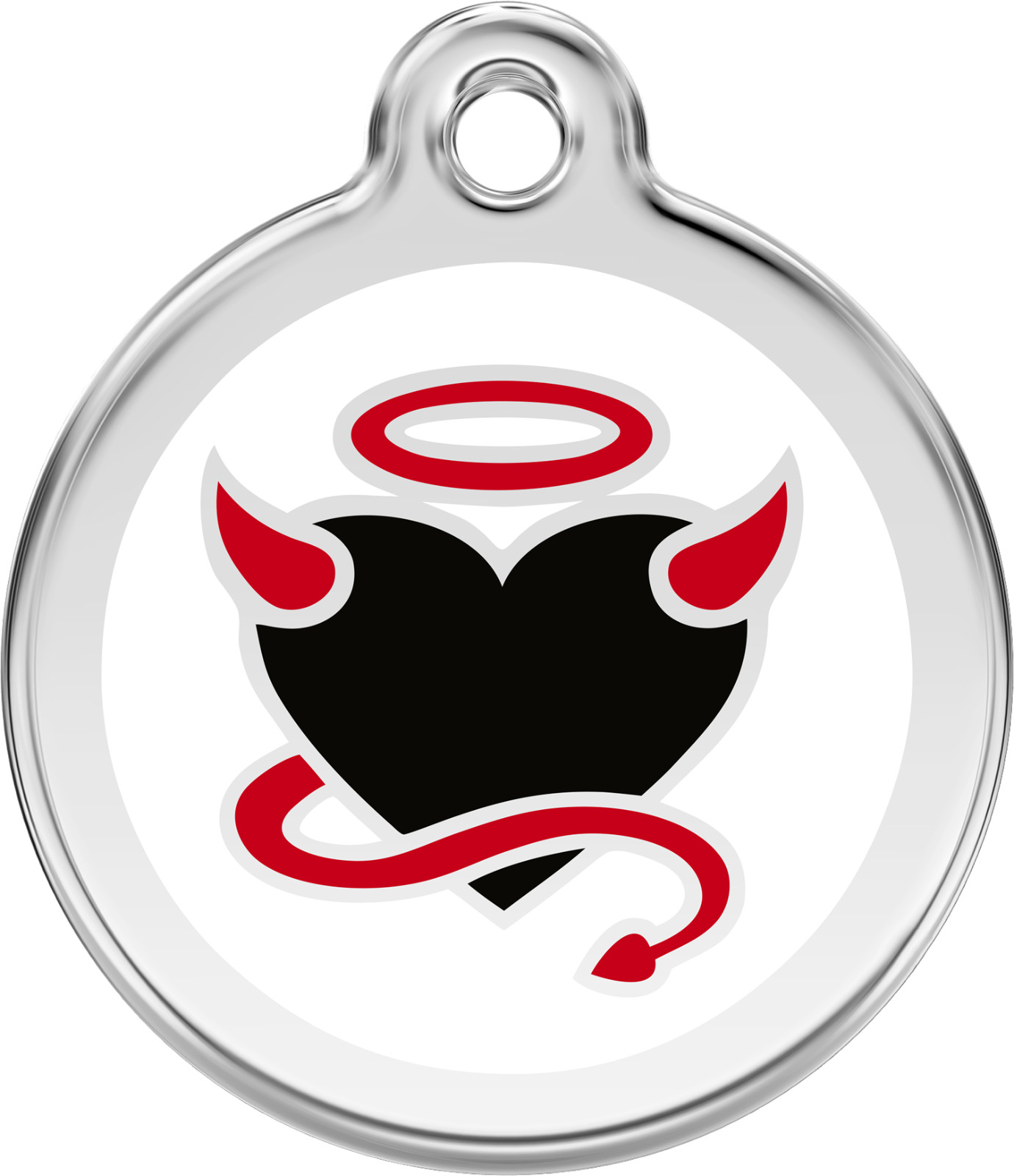 Stainless Steel Red Dingo Devil Heart ID Collar Charm Dog Tag Small Medium Large