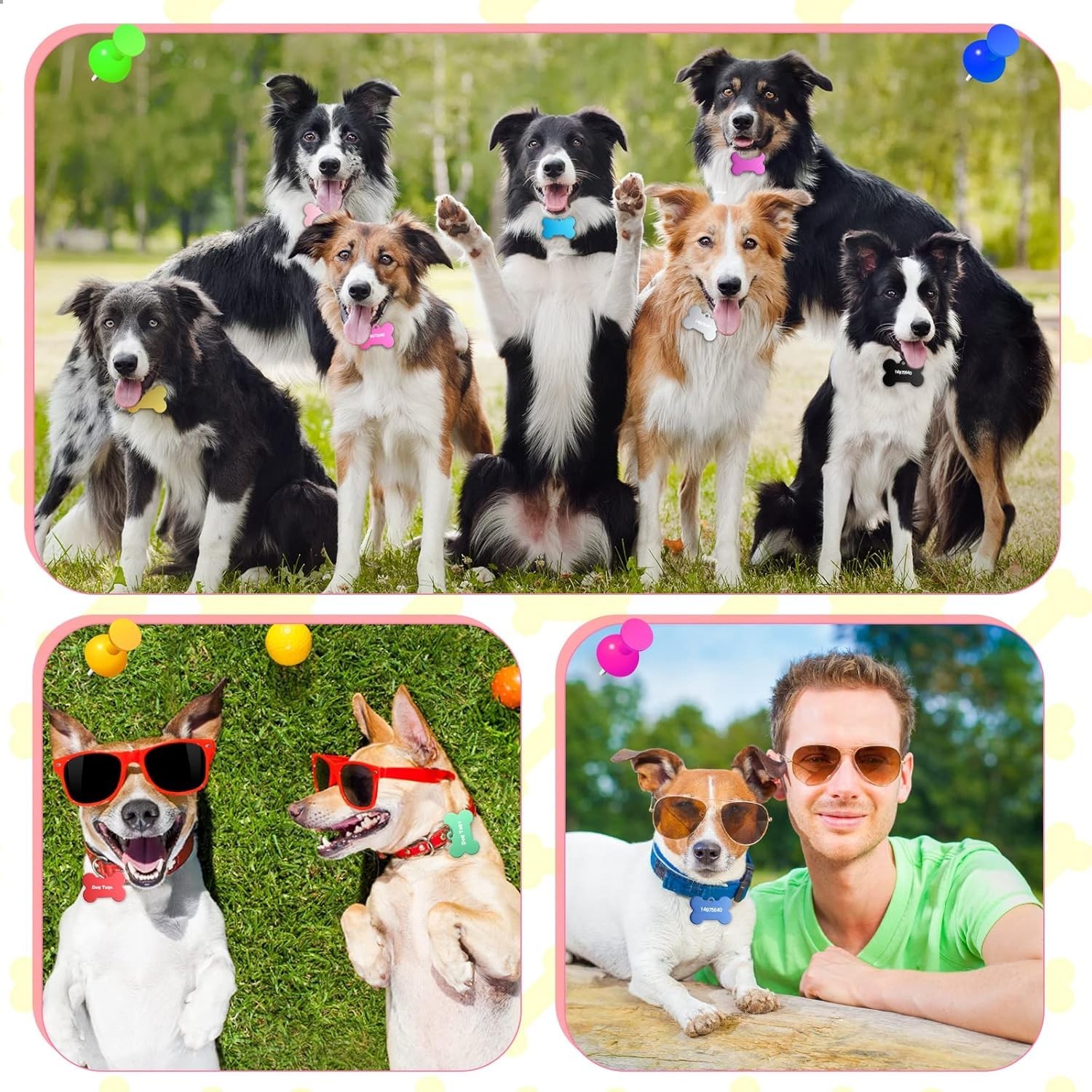 Durable 38mm Bone Shape Pet Tags – 200 Colorful Engraving Pendants for Pets