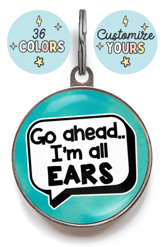 Funny Dog Tag – Premium Custom Pet ID – Big Ear Themed – 36 Colors Available