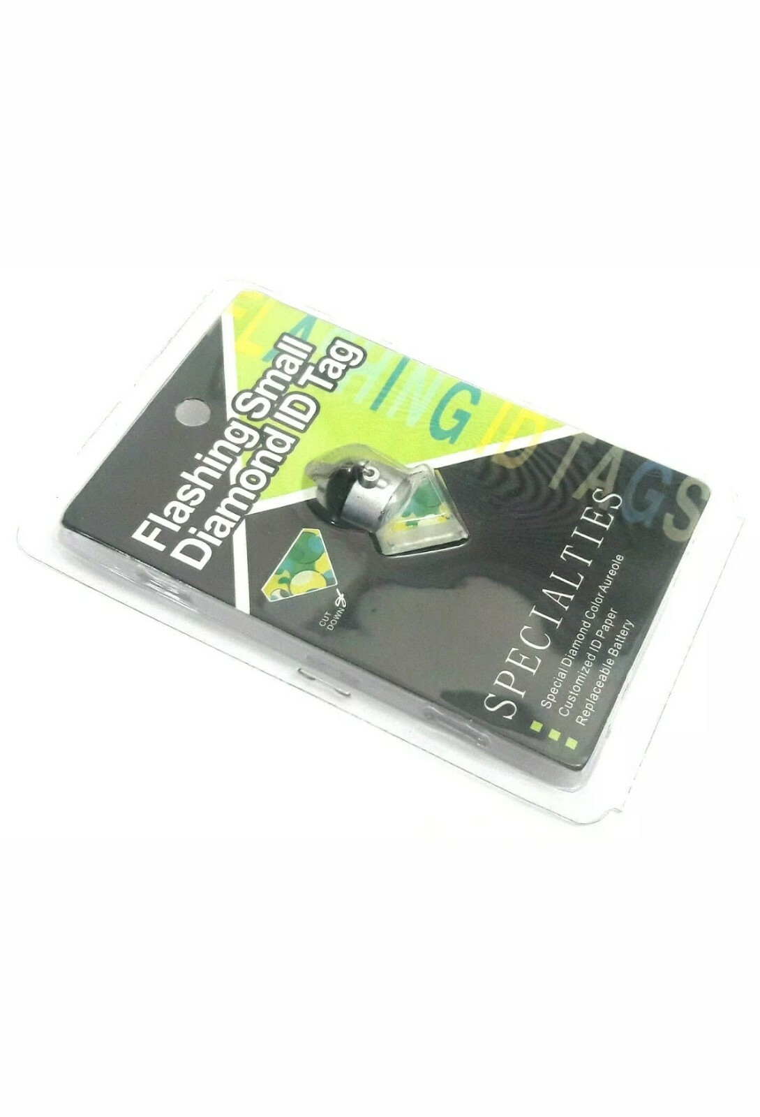 (1) NEW SPECIALTIES FLASHING SMALL DIAMOND PET ID SAFETY TAG DOG CAT LIGHT NEW!!