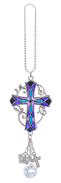 Car Charm -Cross Stain glass look