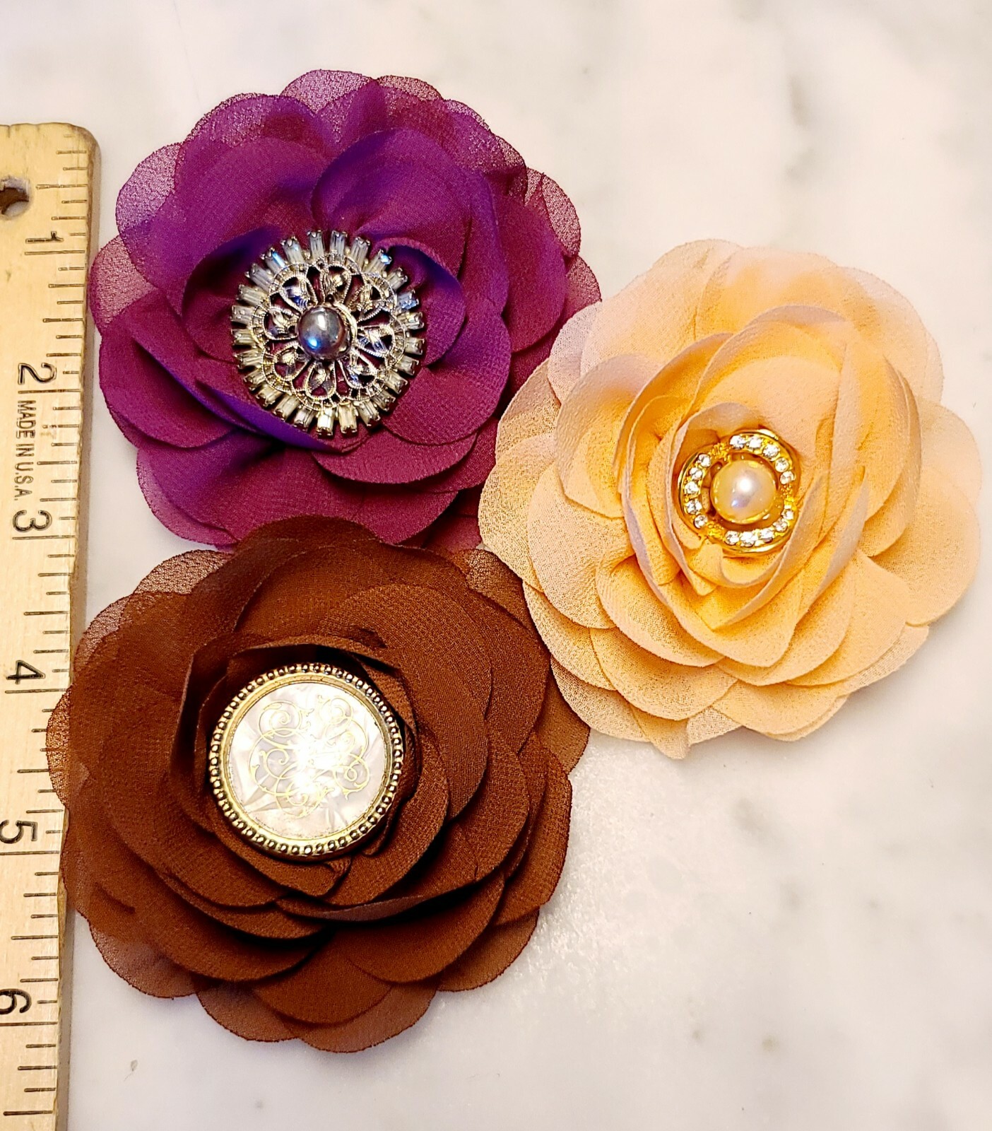 Pet Jewelry Floral Rhinestone Dog Cat Decorative Collar Charm Brooches x 3 #D20