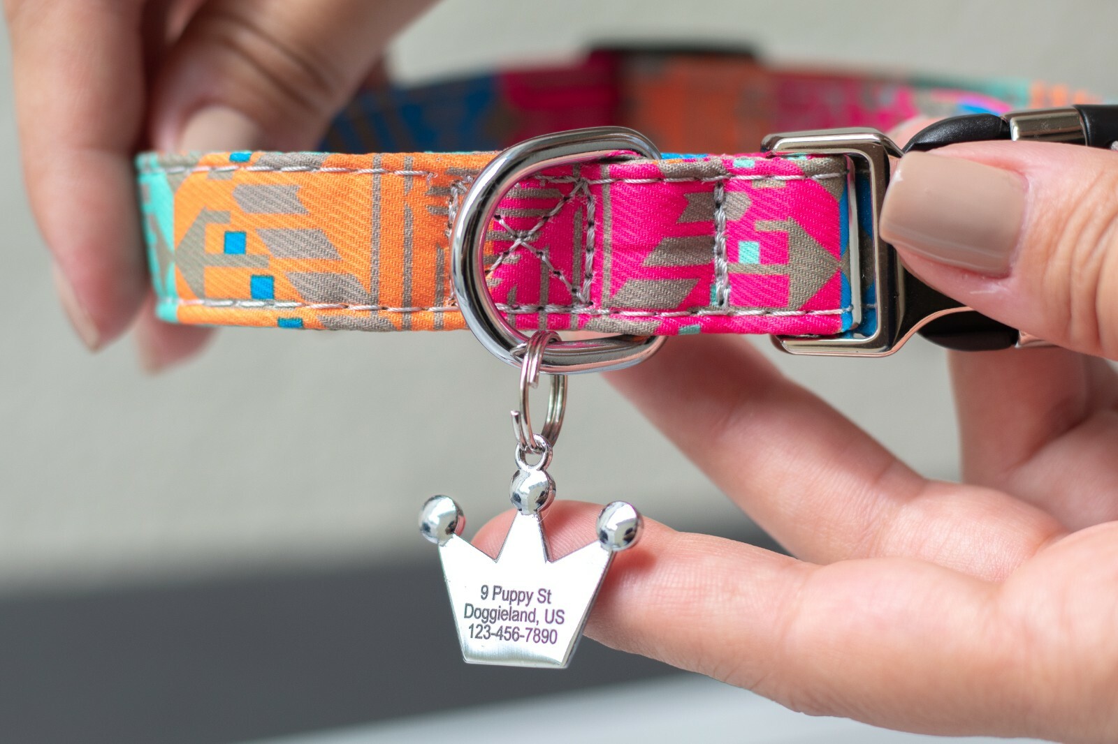Pet Tag Engraved Crystals Dog ID Tags Sparkling Custom Shiny Crown For Collar