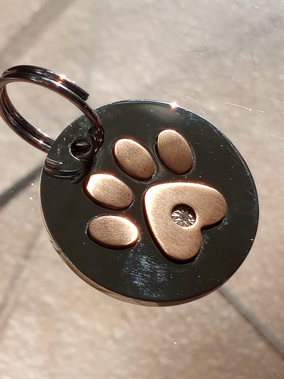 Dog Paw Print Tag Charm or Keychain