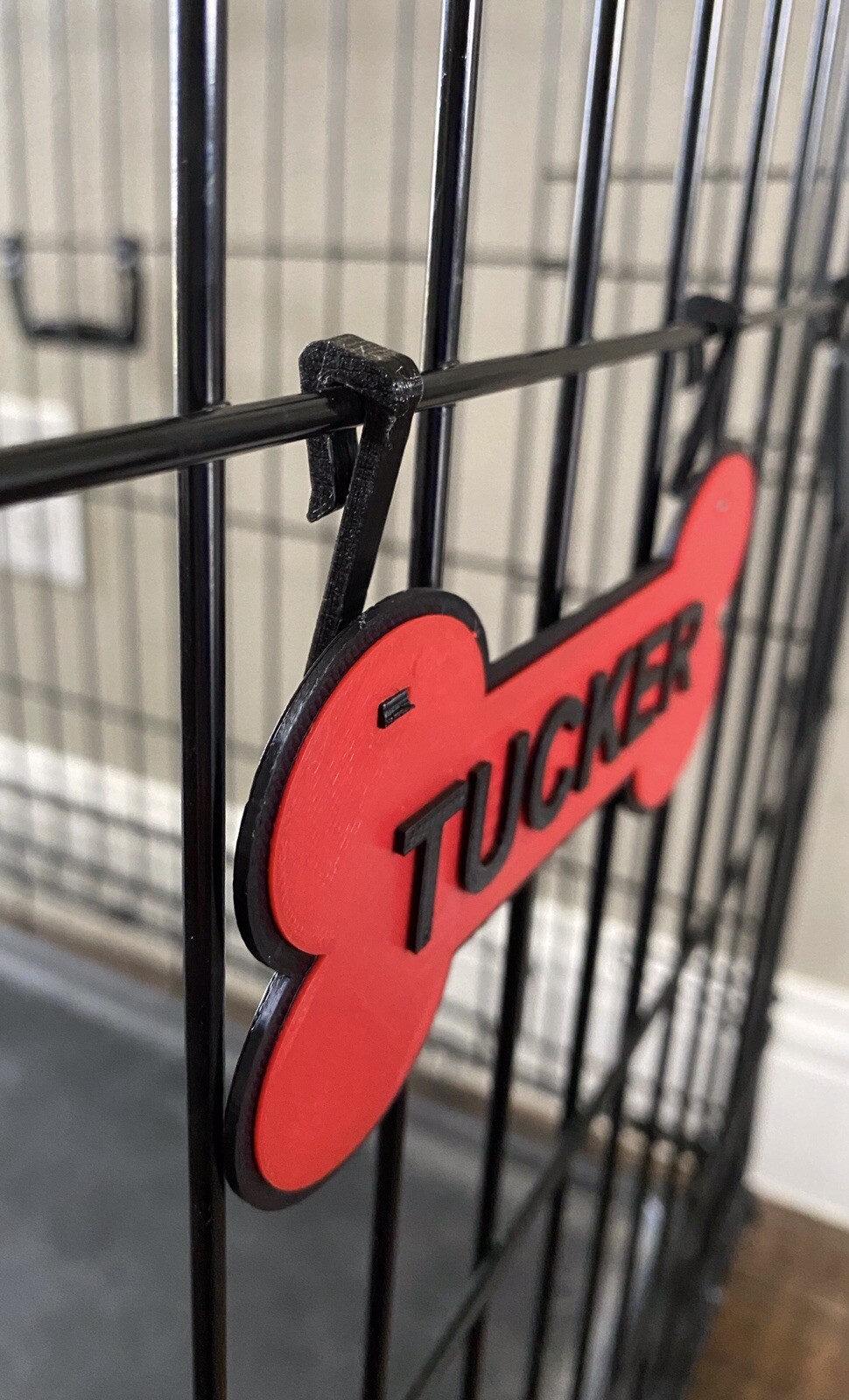 Six 3D Printed Personalized Kennel Tag Nameplates with Your Pets Name(s).