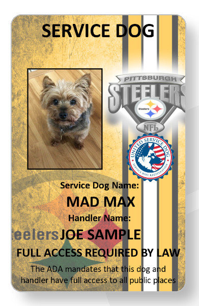 Steelers Service Dog/Emotional support/Therapy Dog ID card