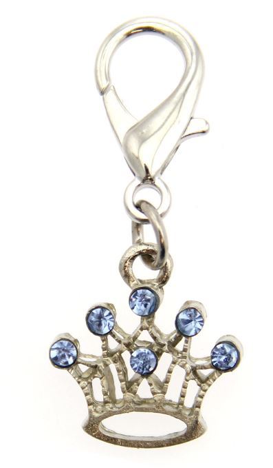 Royal Blue Crown King or Queen Crystal Dog Collar, Purse Charm, Zipper Pull