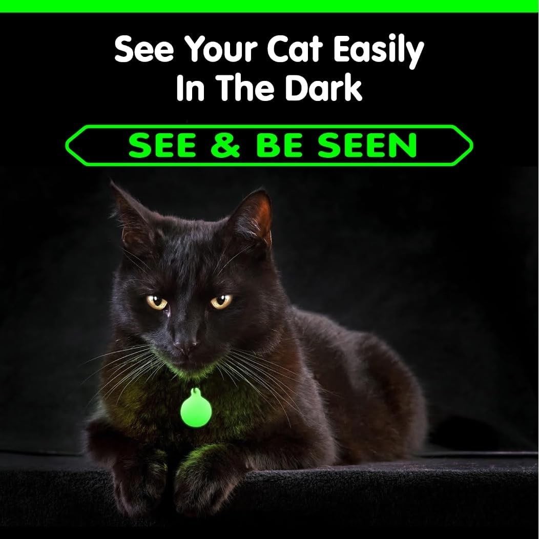 Glow in Dark Cat Collar Tags Safety Pet ID Tags 12hr Night Glow