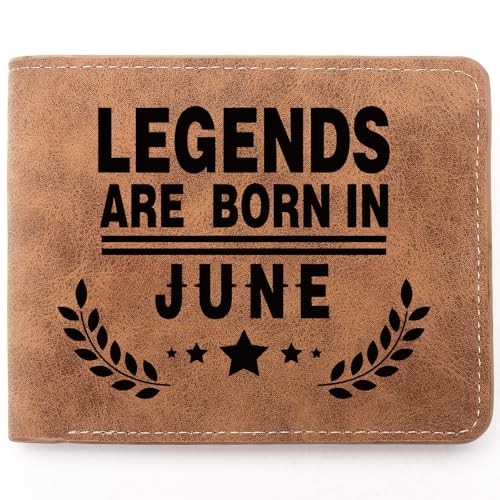 Funny Birthday Gifts,Leather Wallet for Men,Engraved Personalized Leather JUNE