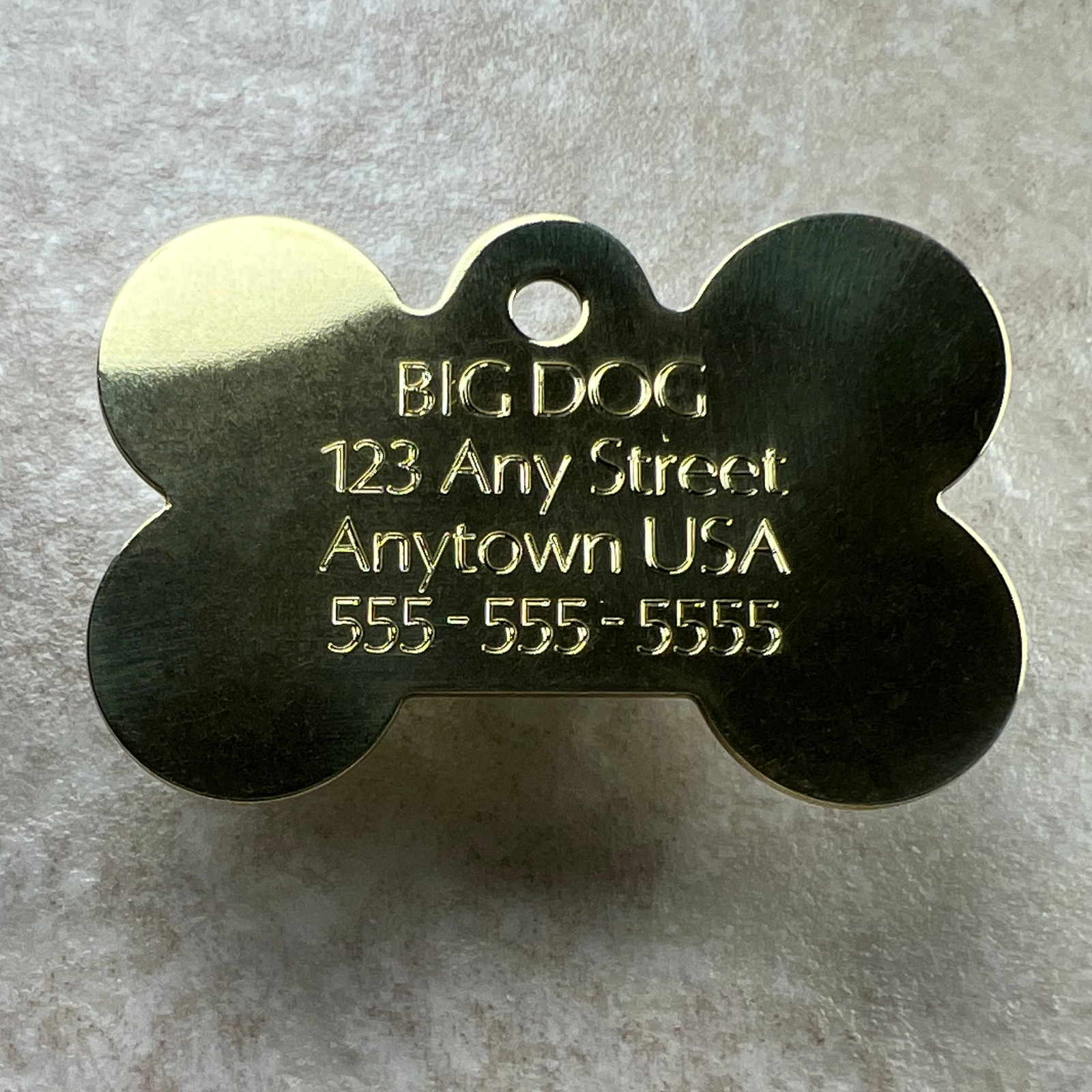 Custom Engraved Dog Tags Personalized Dog Collar Pet Bone Tag BRASS EXTRA LARGE