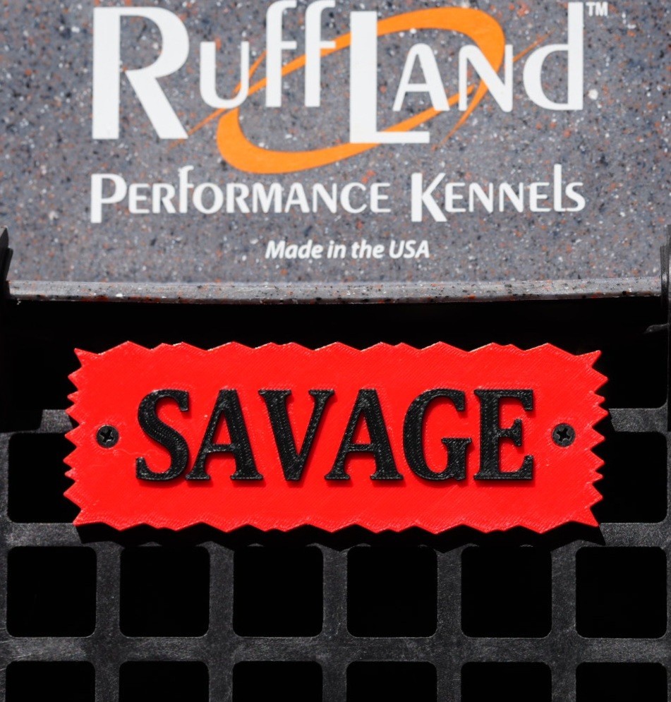 Ruffland Kennel Name Plate (Rugged). Customized names & colors. Easy Install