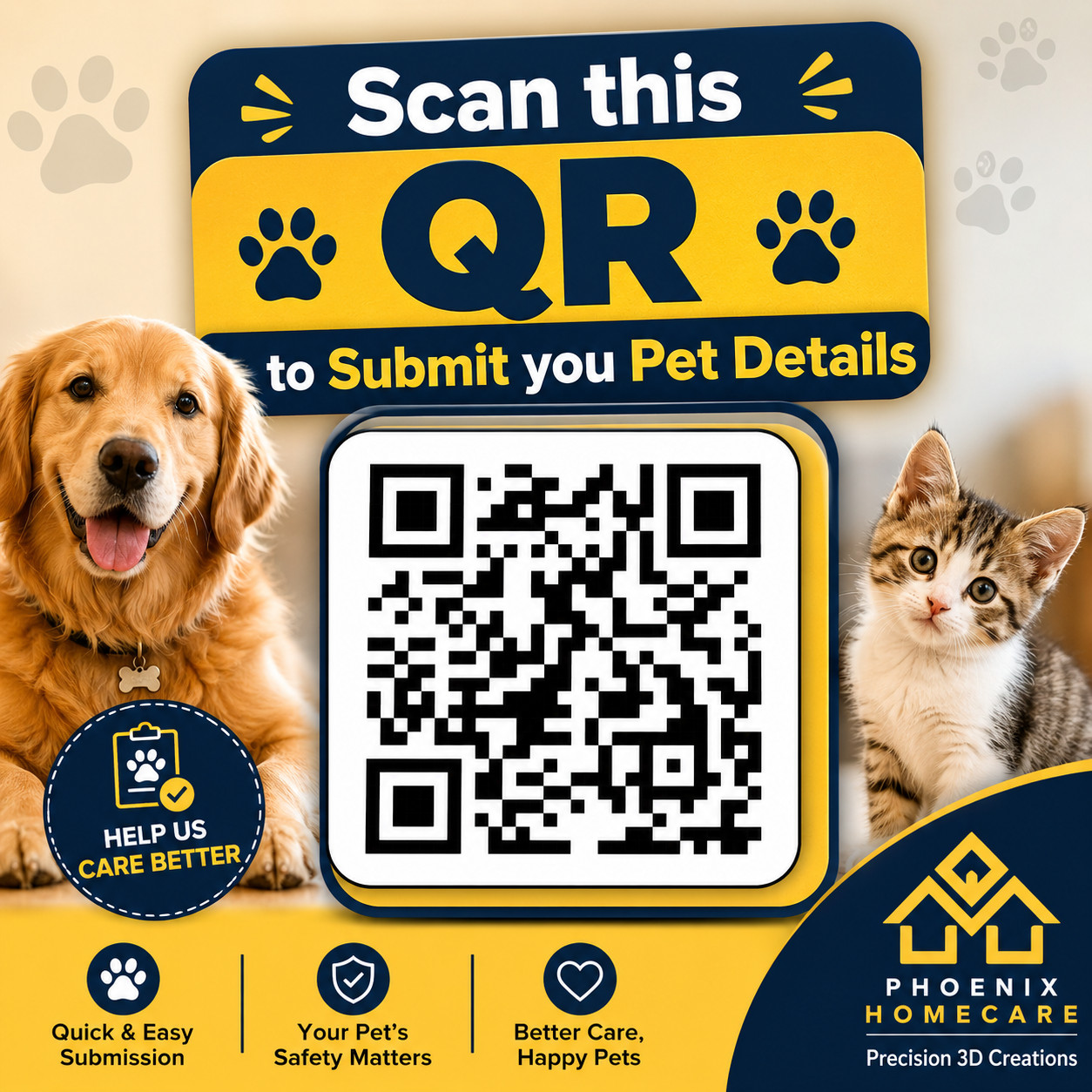 Custom QR Pet ID Tag Personalized Dog Cat Collar Tag Emergency Contact QR Code
