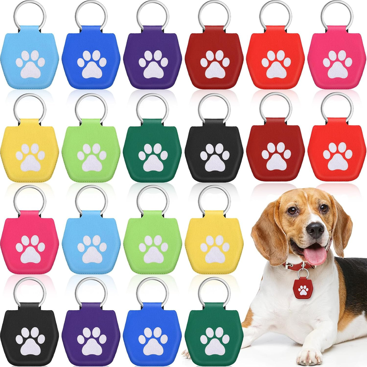 20 Pcs Dog Tag Silencer with Rings Portable Quiet Dog Holder Soundless Cover ID