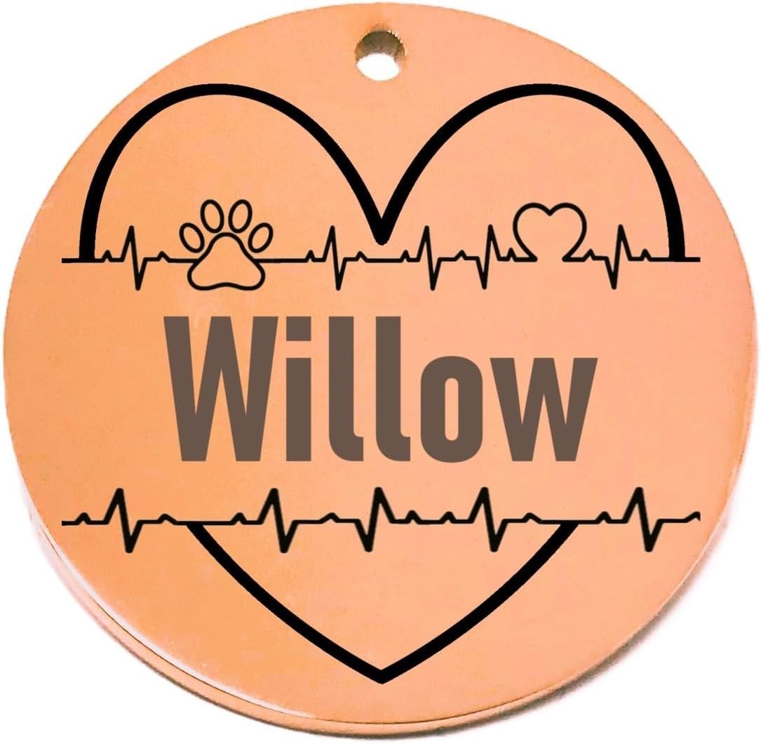 Heart Custom Pet Name Tag for Dog/Cat Collar – Laser Engraved Pet Lover ID Tag