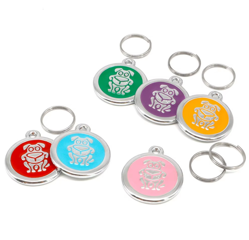 DOG Design Front PET ID Tag Engraved Custom CAT DOG Collar Tag | Ring Include