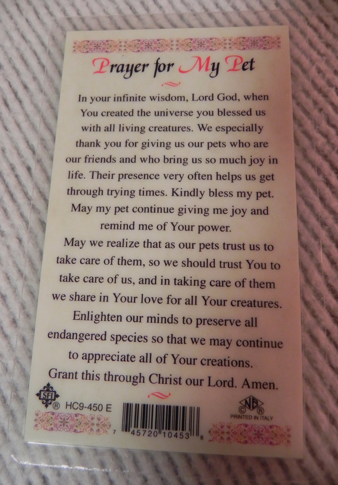 St Francis Dog Tag & Lam Holy Card Gift Medal w Prayer Collar Pets Animals Wolf