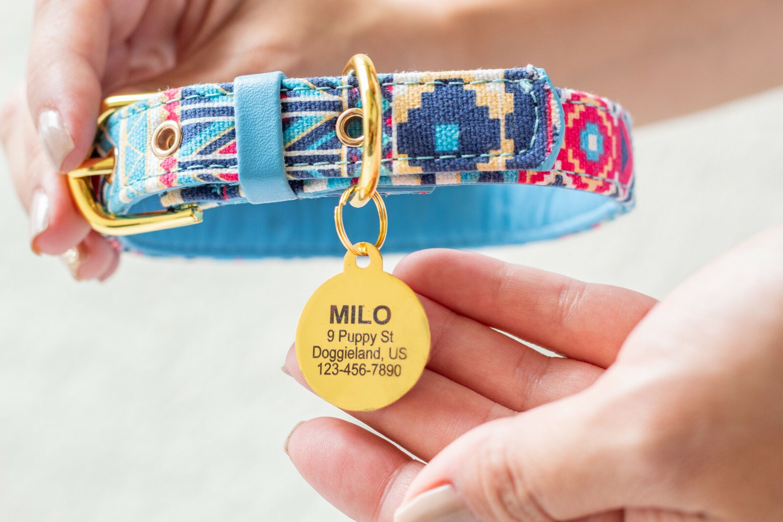 Personalized Stainless Steel Cute Sparkly Shiny Bling Paw Collar Tag Lost Dog