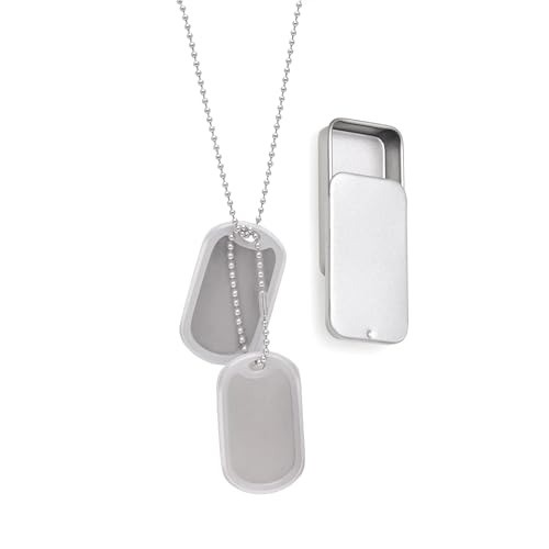 Personalized Stainless Steel Military Dog Tag Set with Chains & White Silencers