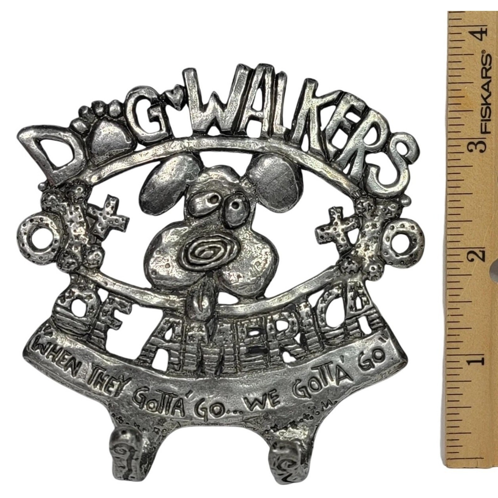Dog Cat Pet Leash Key Pewter Hanger Hook • Dog Walkers of America • Wall Mount