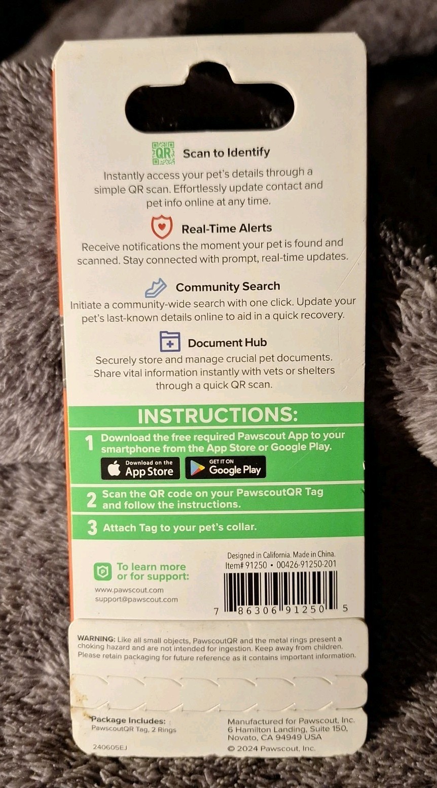 Pawscout QR The Smart Pet Tag Finder for Dogs/Cats Connects To Your Phone New