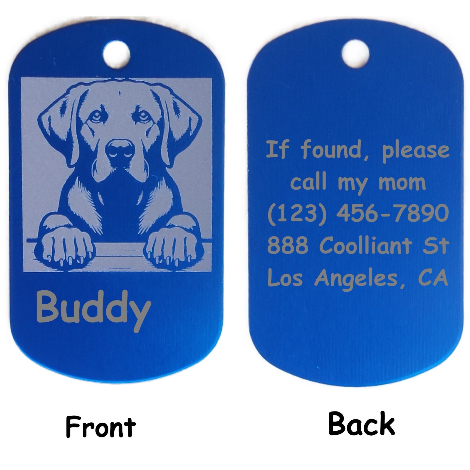 Military Style Personalized Labrador Retriever Dog ID/Name Tag for Pet Collar