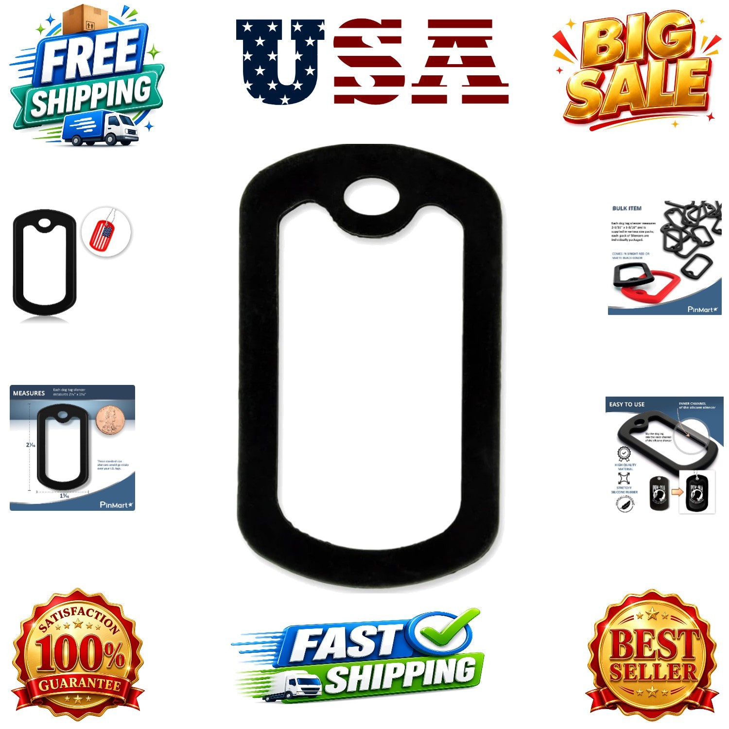 Black Military Dog Tags Silencers – Engraved Dog Tag Holder – Silicone Case t…