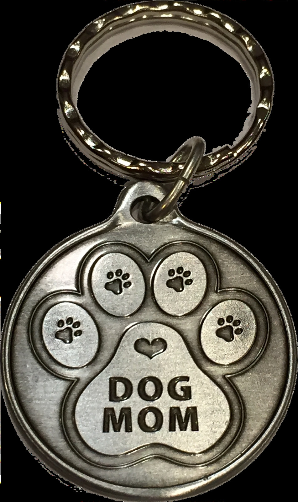 Dog Mom Paw Print Heart – A True Friend Dog Pet Key Chain Tag Keychain Pewter