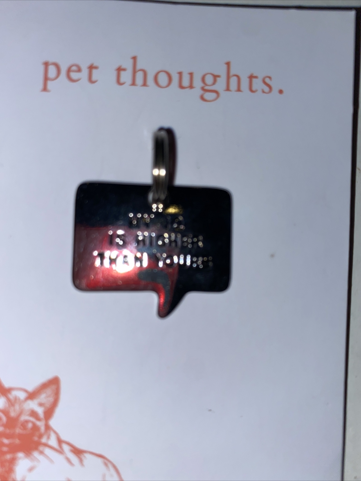Lucky Feather Engraved Pet Collar Tag “My IQ Is Higher Than Yours”