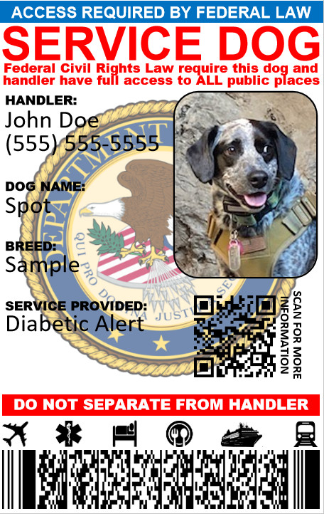SERVICE DOG ID CARD DUAL SIDED PHYSICAL & DIGITAL CARD