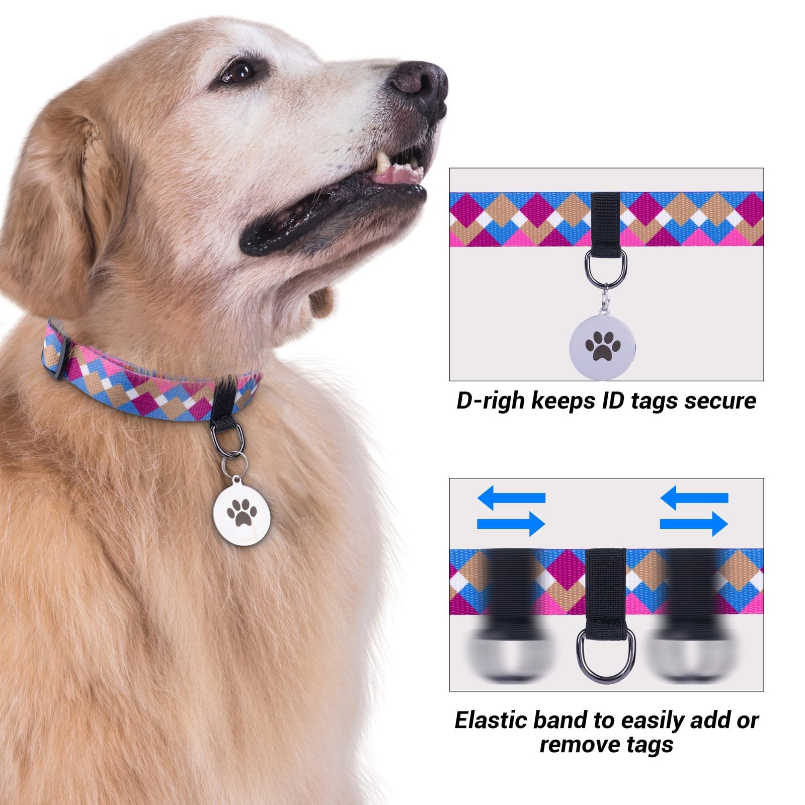 Dog Collar with Name Personalized Dog Collar，Plastic Buckle Dog Collar Qu