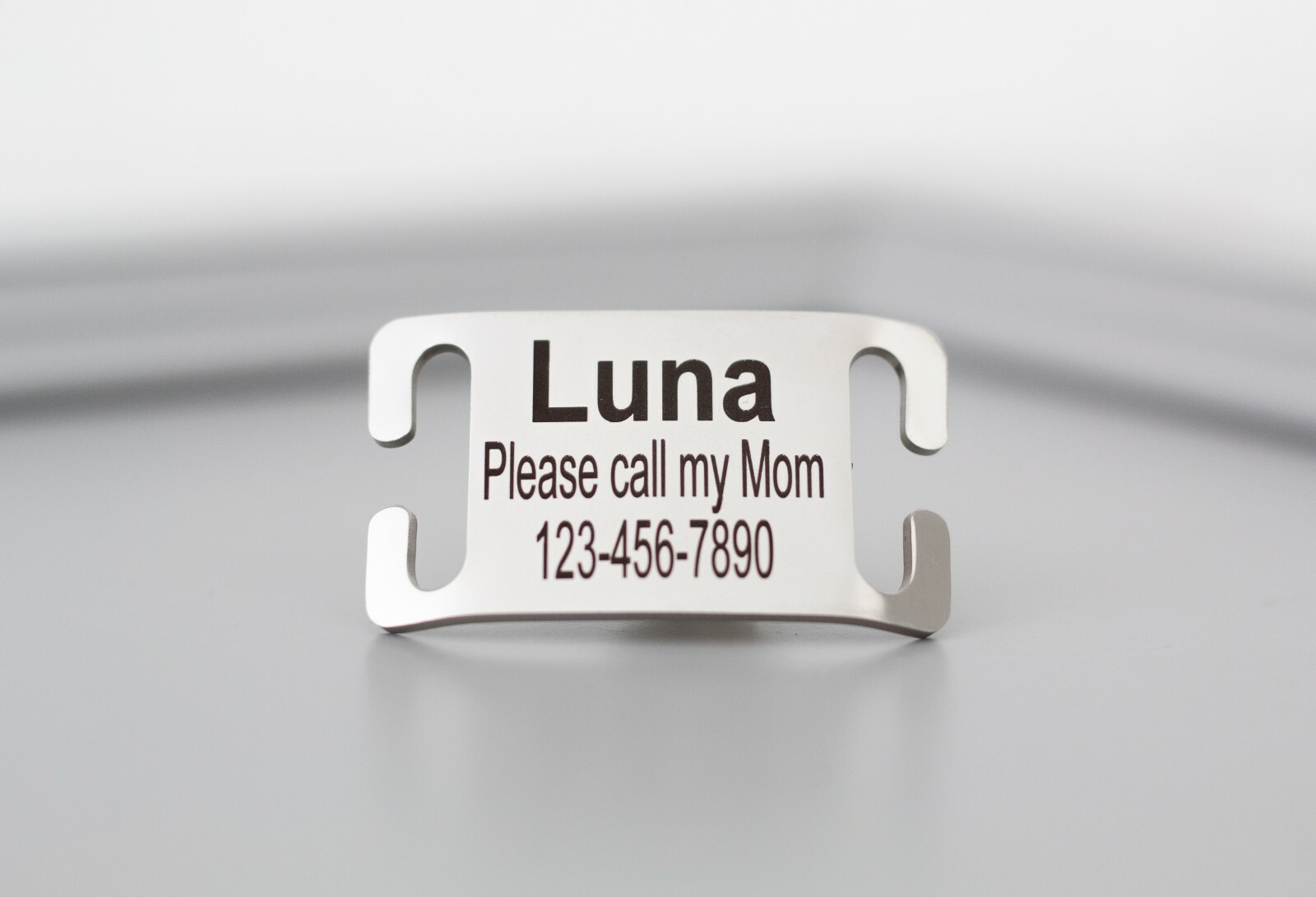 Personalized Slide On Pet ID Tags No Noise Stainless Steel Gold & Silver Collar