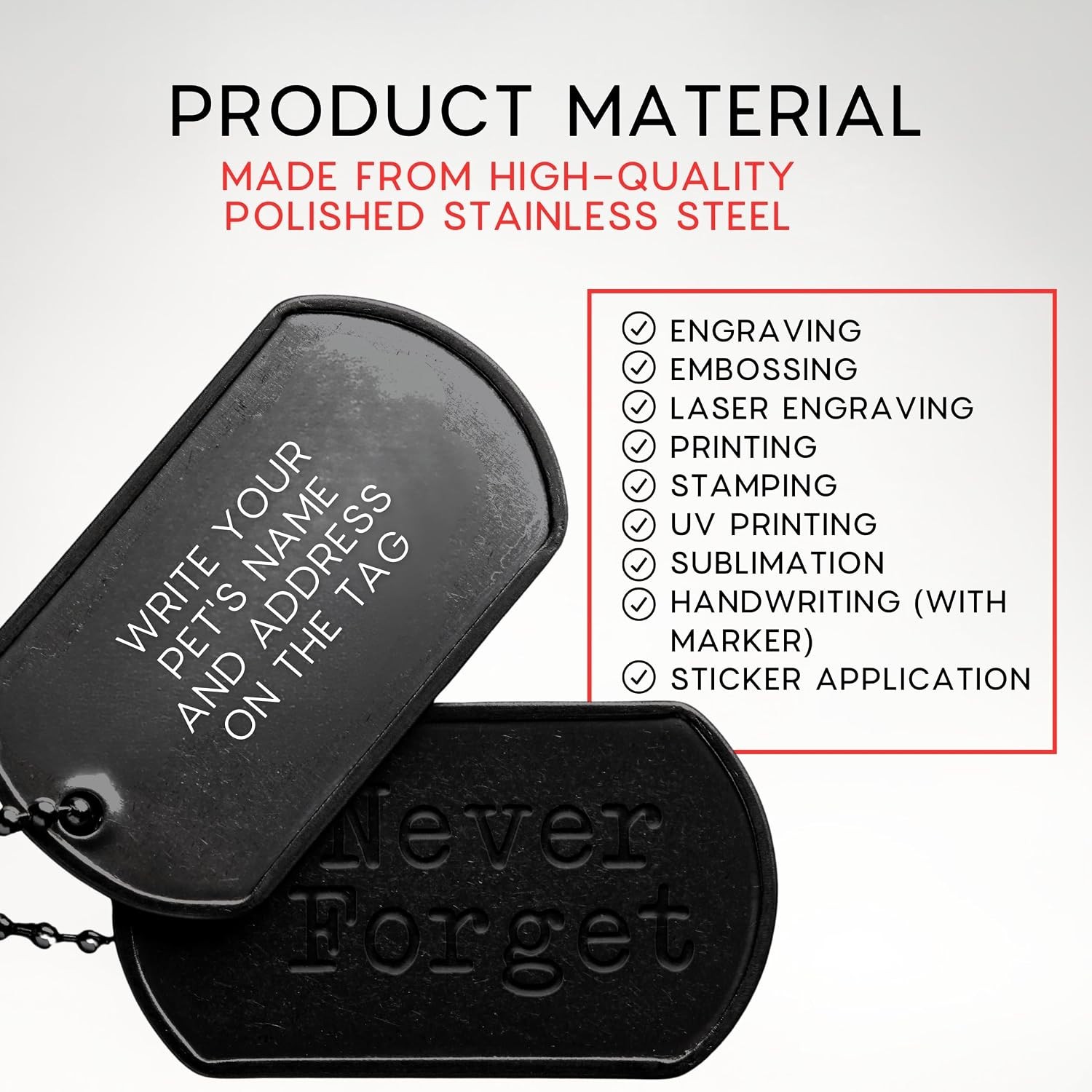 25 PCS Stainless Steel Dog Tags – Black Engravable Dog Tags Military Blanks f…