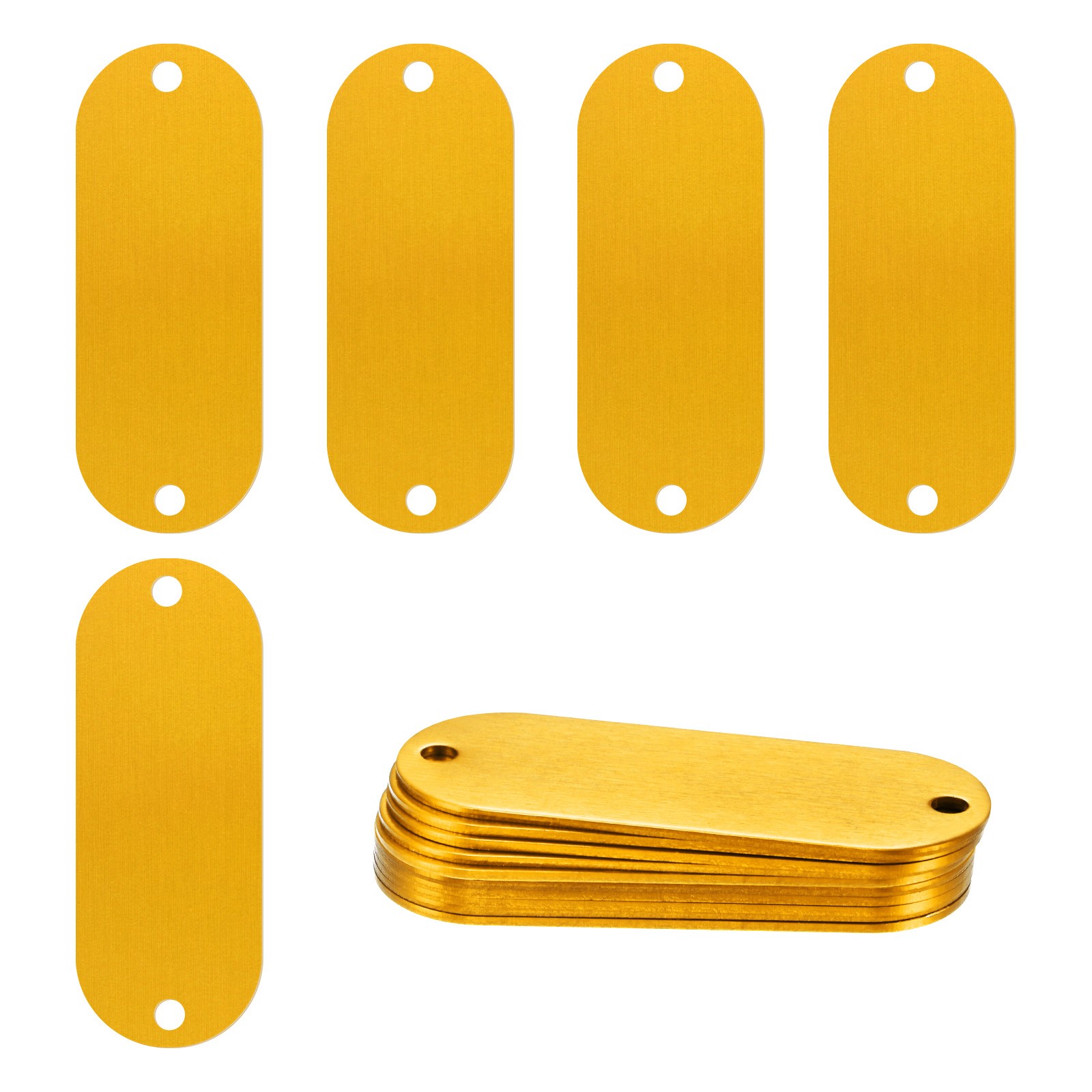 15-Pack 2″ x 0.75″ x 0.04″( L x W x T ) Blank Dog Tags [Yellow, 2 Holes]