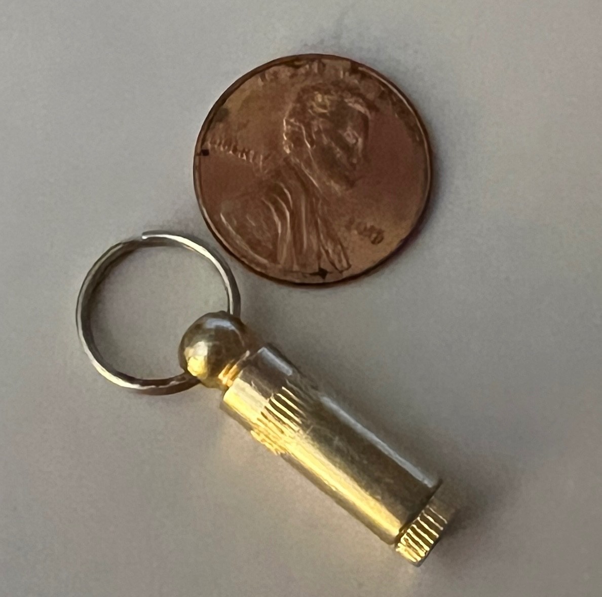Owner ID Tube To Keep With Pet In Case Pet Gets Lost, Brass, Jump Ring, No Paper