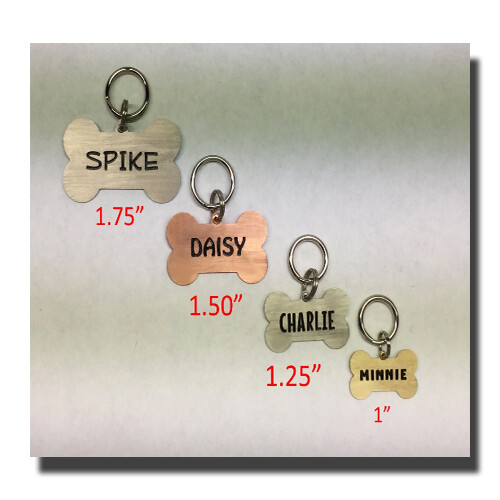 Bone Shaped Pet ID Dog Name Tag Free Engraving Brass Copper Nickel Silver