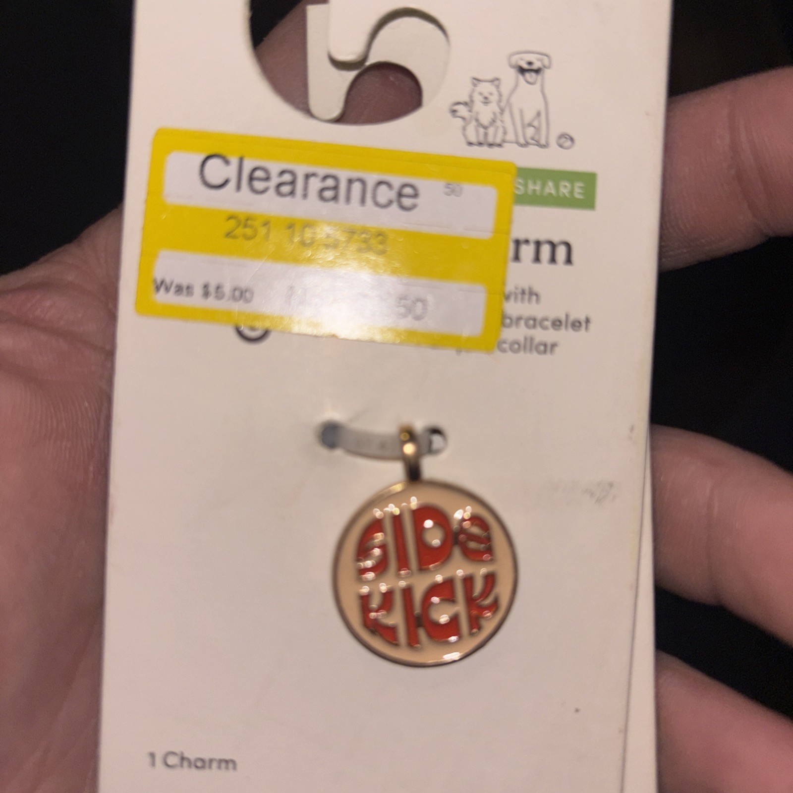 The Cuddle Collab Side Kick Pet Charm, Red/Gold, Round