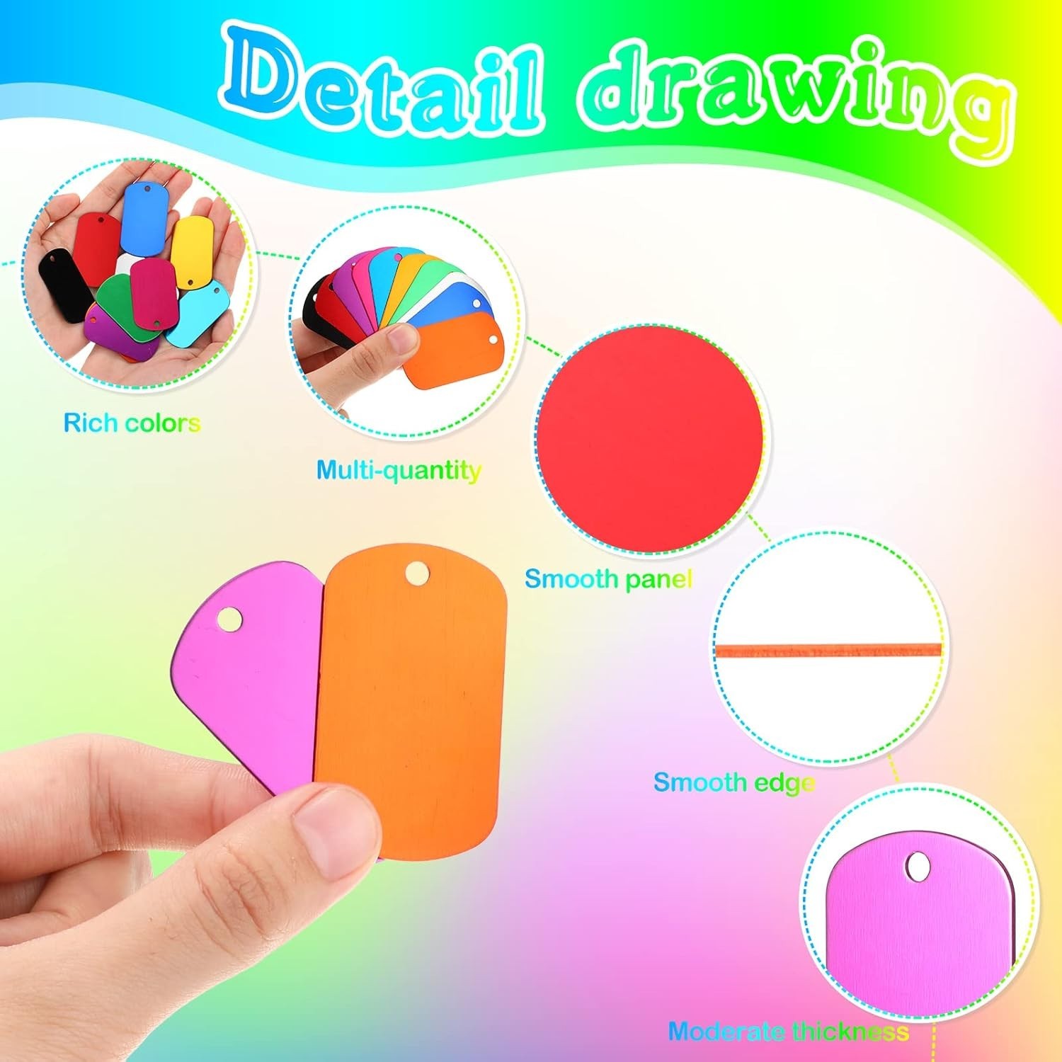 300pc Aluminum Pet Tags Blank DIY Craft Metal Stamping 10 Vibrant Colors