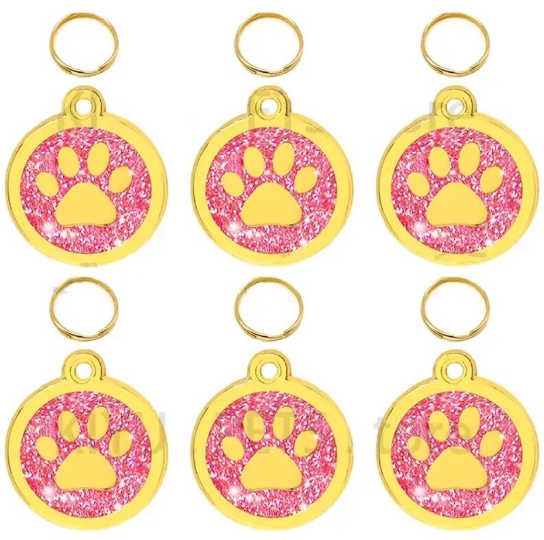 Golden Round Paws PET ID Tag Engraved Custom CAT DOG Collar Tag | Best Quality