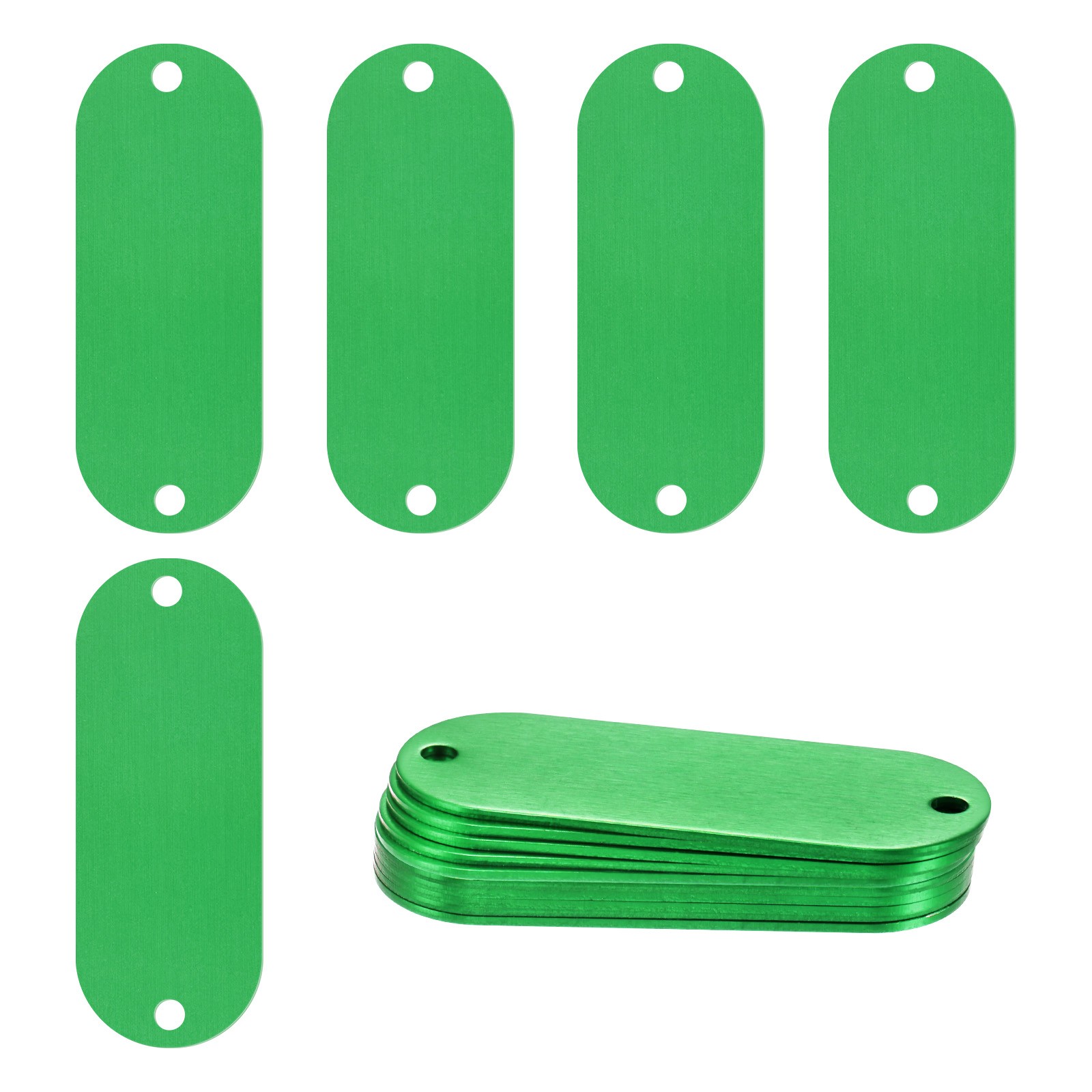 15-Pack 2″ x 0.75″ x 0.04″( L x W x T ) Blank Dog Tags [Green, 2 Holes]