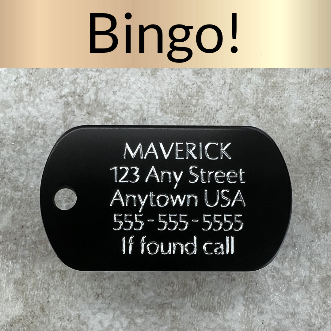 Custom Engraved Tags Personalized Luggage Tag MINI MILITARY Dog Tag MINI BLACK