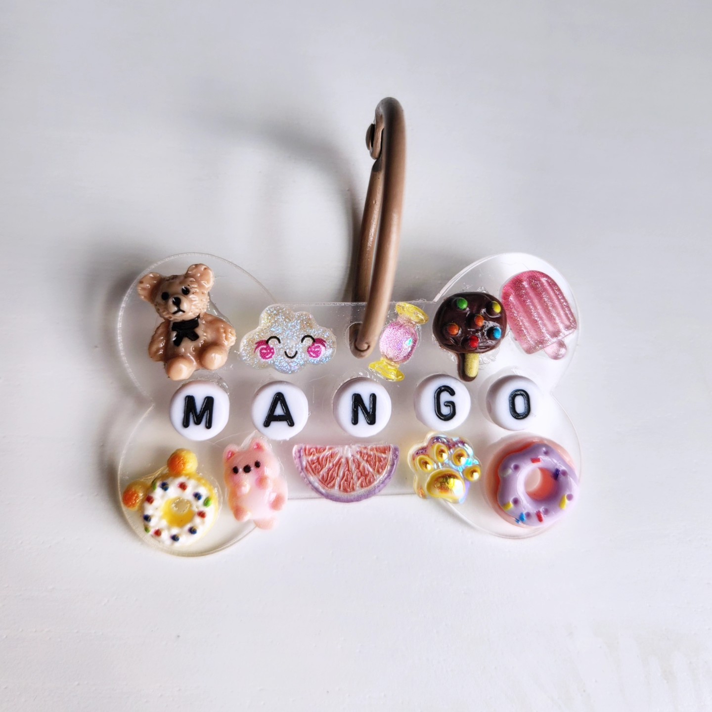 Personalized Name Dog Tag Keychain Acrylic Bone Shaped Tag Name Beads Charms