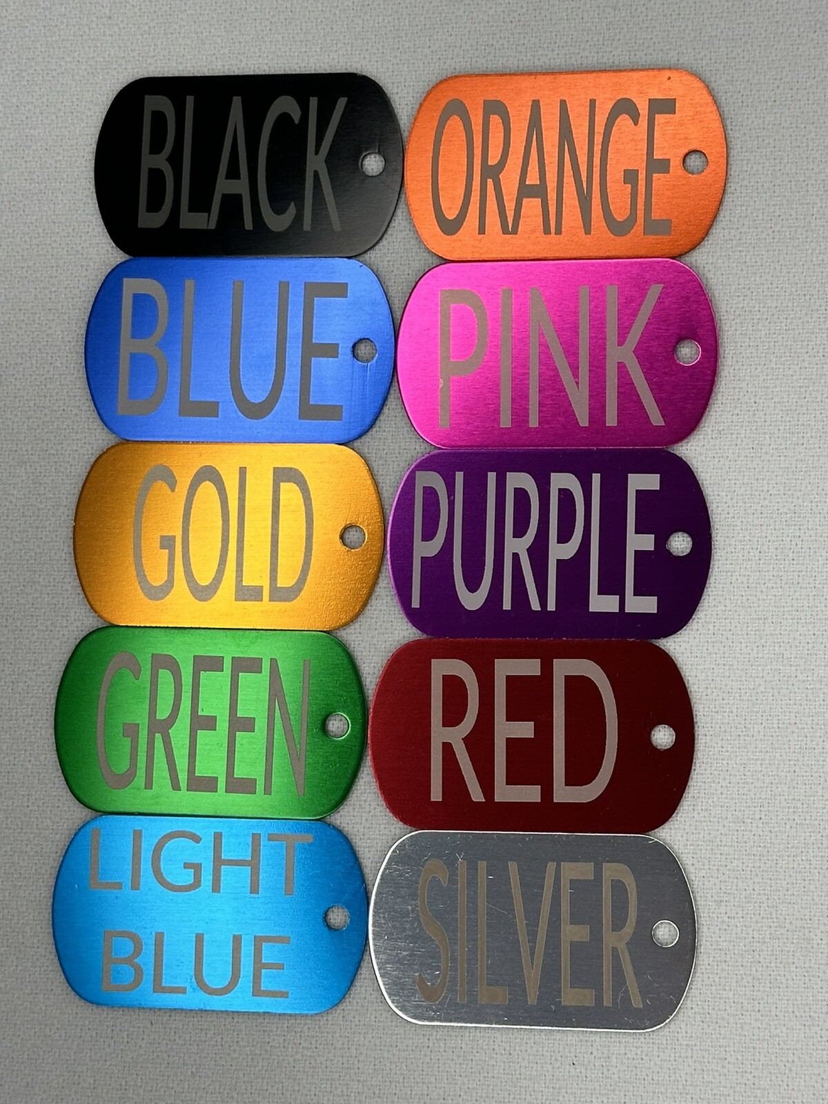 One Set of Personalized Military Style Laser Engraved Dog Tags With Chains