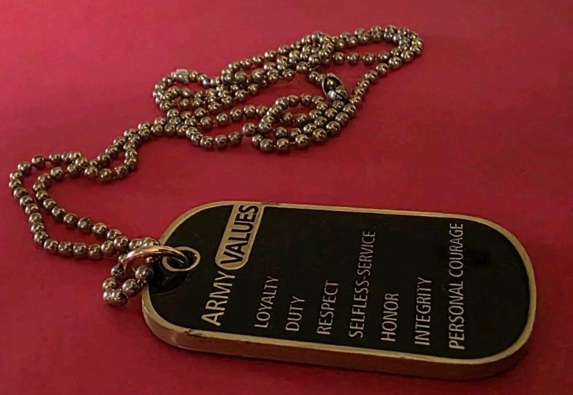 Dog Tag Army Values With Chain Necklace